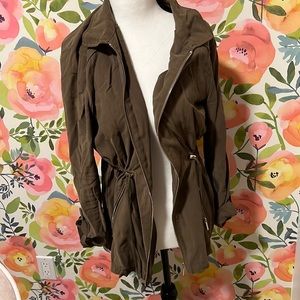 Zara Cinched Fall Army Green Jacket